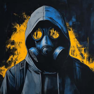 Graffiti Portrait in Yellow and Blue