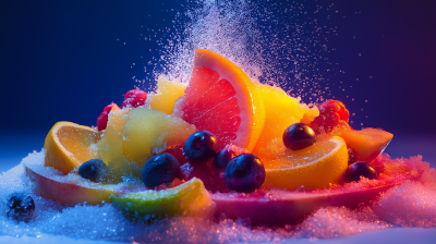 Colorful Food Display with Dynamic Lighting