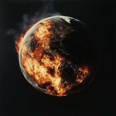 Burning Earth Planet