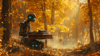 Autumn Forest with Robot