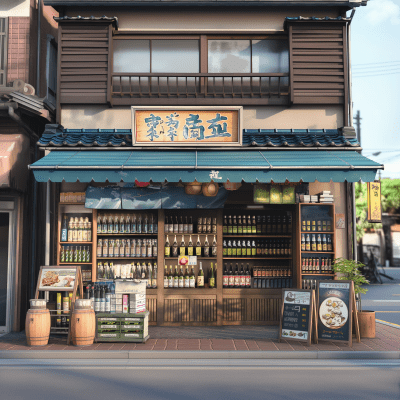 Japanese Store with Blue Roof