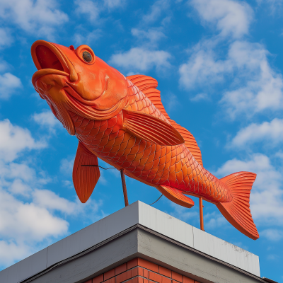 Fish-Shaped Objects on Monument Roof