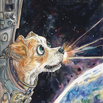 Astronaut Puppy in Space