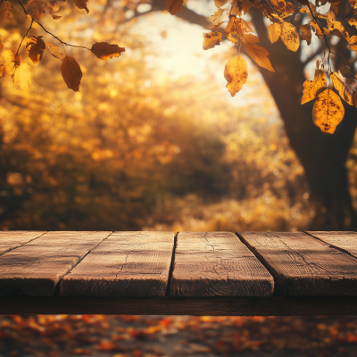 Wooden Table in Autumn