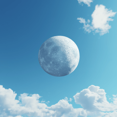 Alien Moon in Blue Sky