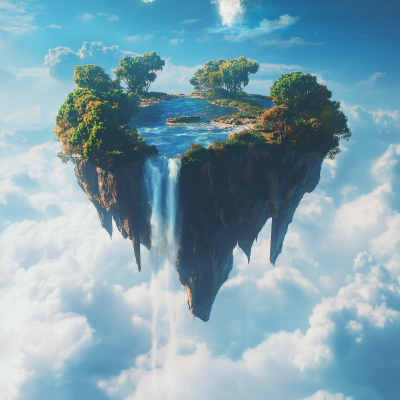 Floating Island with Waterfall