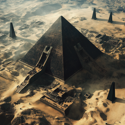 Aerial View of Unearthed Egyptian Pyramid