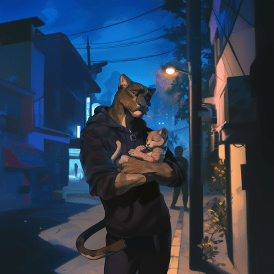 Urban Puma and Lion Cub