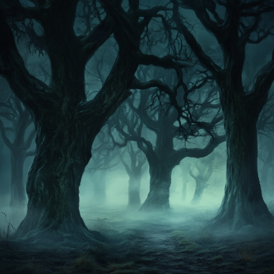 Eerie Foggy Forest