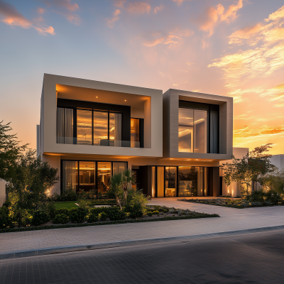 Modern Dubai House at Sunset