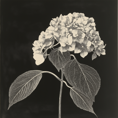 Hydrangea Macrophylla Scientific Etching