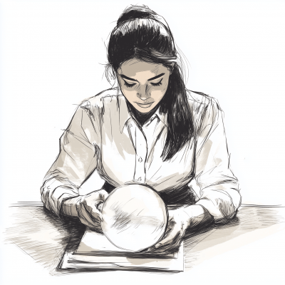 Office Girl with Crystal Ball