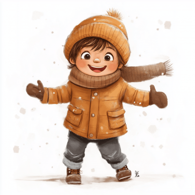 Happy Winter Boy Illustration