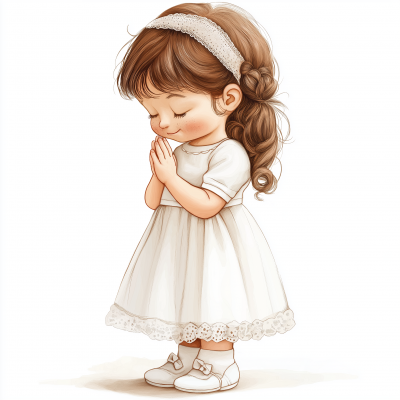 Cute Communion Girl Illustration