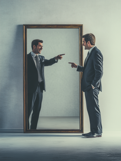 Businessman in Front of Full Background