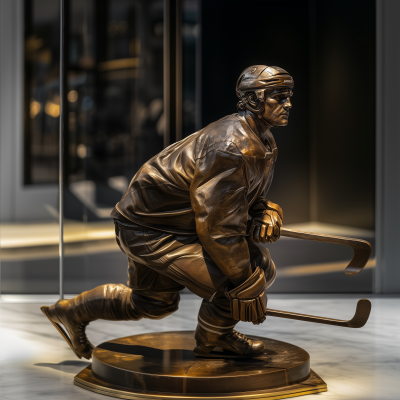 Bronze Hockey Player Statue