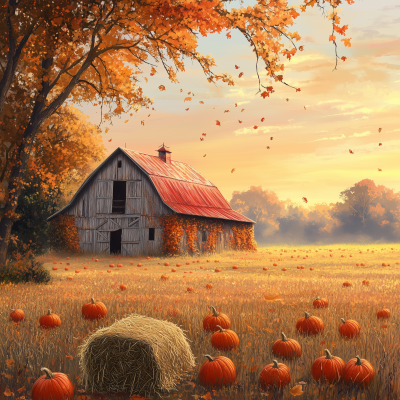 Rustic Autumn Barn Scene