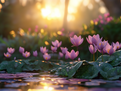 Cyclamen Garden at Golden Hour