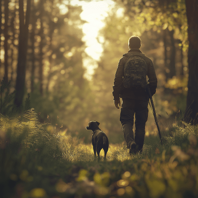 Hunter Walking with Dog