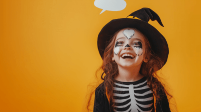 Cute Girl in Skeleton Costume