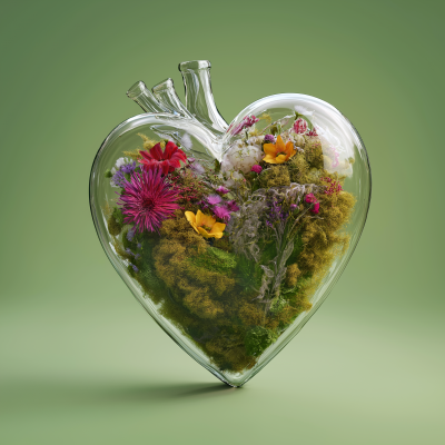 Heart Glass with Flowers