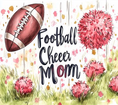 Pink Leopard Print Football Cheer Mom Illustration