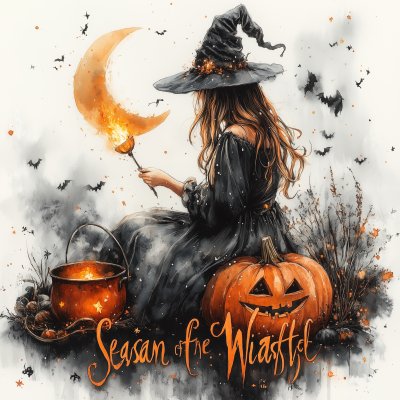 Magical Pumpkin Witch Illustration