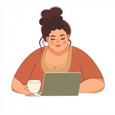 Happy Plus Size Woman Working