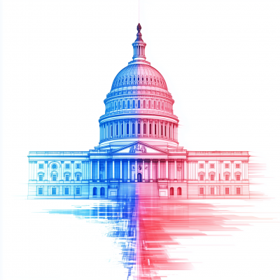 Glitchy US Capitol Building Illustration