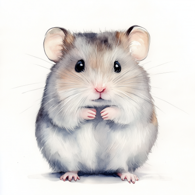 Friendly Hamster Watercolour Art