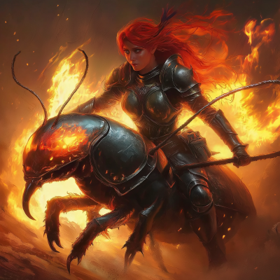 Riding a Flaming Giant Dung Beetle