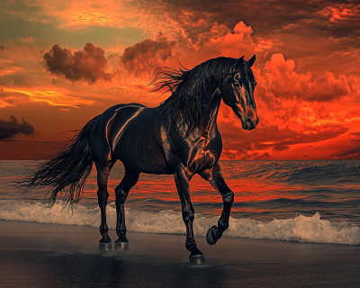 Black Horse at Sunset