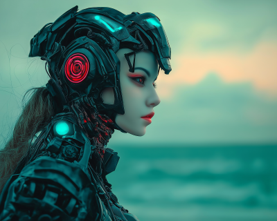 Cyborg Contemplation by the Sea