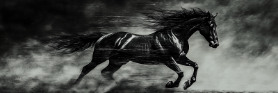 Flickering Neon Black Horse