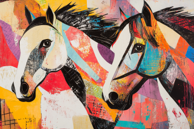 Vibrant Horse Collage