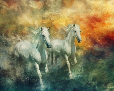 Galloping White Horses