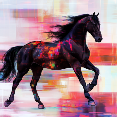 Abstract Black Dressage Horse