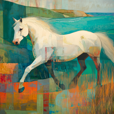 Galloping White Horse