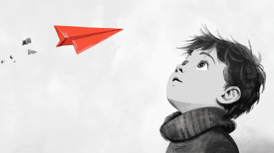 Child and Paper Airplane