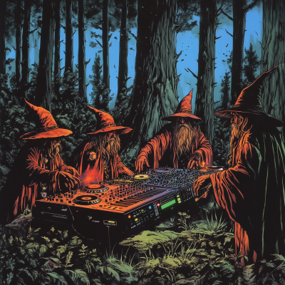 Wizards DJing in the Woods