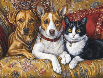 Portrait of Three Pets