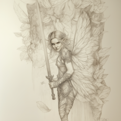 Fantasy Fairy Warrior Drawing