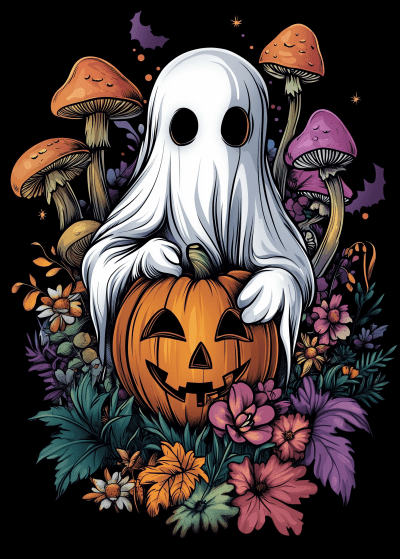 Colorful Ghost Tattoo Design