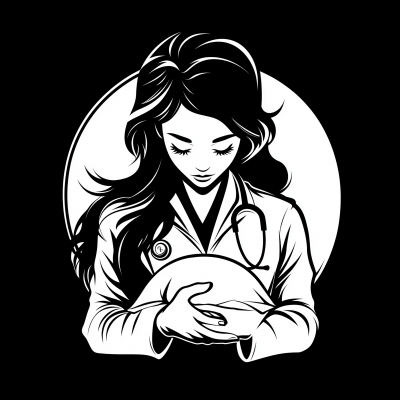 Black and White Female Doctor Logo