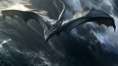 Silver Dragon Above the Ocean