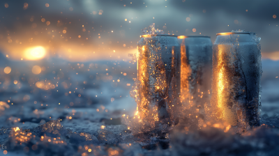 Erupting Beer Cans on Frozen Lake