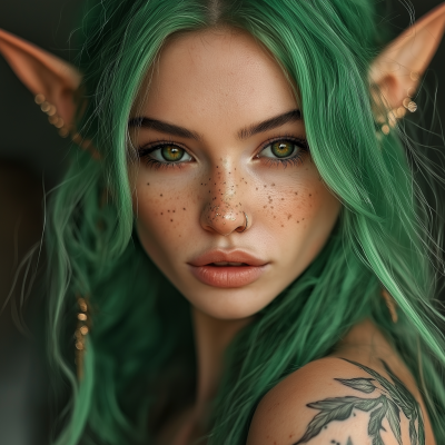 Elf with Verdant Green Hair