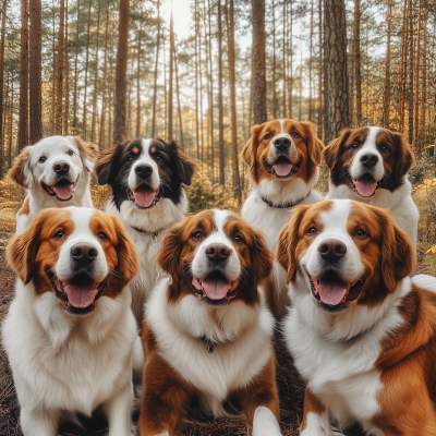 Saint Bernards in the Forest