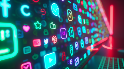 Neon Social Media Icons