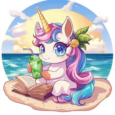 Chibi Unicorn at the Beach